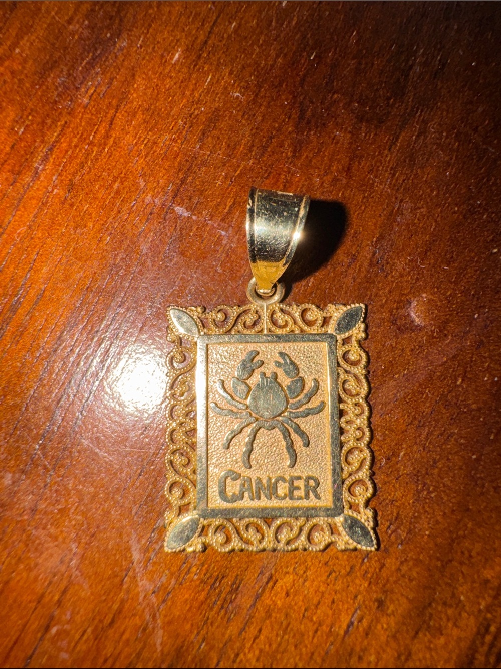 14k Gold Cancer Zodiac Pendant Necklace